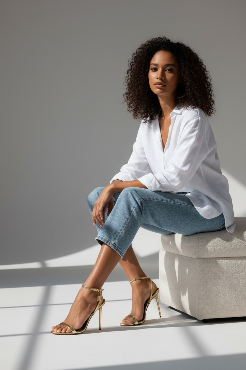 Aurelia Padlock Mirror Sandal